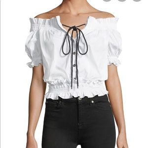 CAROLINE CONSTAS OFF-THE-SHOULDER CROPPED TOP
